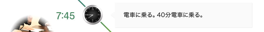 電車に乗る。40分電車に乗る。